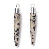 Natural Sesame Jasper Brass Pointed Pendants G-B025-02P-15-2