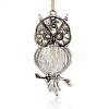 Antique Silver Plated Alloy Rhinestone Owl Big Pendants for Halloween Jewelry RB-J189-01AS-2