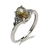 Oval Natural Labradorite Adjustable Rings RJEW-Q818-01P-08A-2