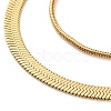 304 Stainless Steel Double Layer Round Snake Chain & Herringbone Chain Necklaces for Women NJEW-G140-16A-G-2