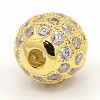 CZ Jewelry Brass Micro Pave Cubic Zirconia Round Beads ZIRC-M024-04G-2