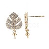 Brass Micro Pave Clear Cubic Zirconia Stud Earring Findings X-KK-Q764-033-2