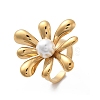 Flower 304 Stainless Steel Cuff Rings for Women STAS-Z112-19G-4