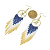 Ring with Starfish Tassel Glass Seed with Brass Dangle Earrings EJEW-MZ00145-3