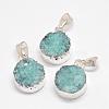 Electroplated Natural & Dyed Druzy Agate Pendants G-N0167-018-2