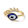 Lampwork Evil Eye Cuff Ring with Clear Cubic Zirconia RJEW-L104-04G-04-3