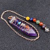 Natural Amethyst & Mixed Stone Braided Bullet Dowsing Pendulum Pendant Decorations CHAK-PW0001-043E-1