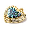 Rack Plating Brass Micro Pave Cubic Zirconia with Synthetic Opal Pendants KK-D088-08G-3