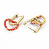 Brass Enamel Dangle Hoop Earrings EJEW-S208-141-NF-3
