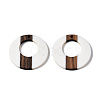 Opaque Resin & Walnut Wood Pendants X-RESI-T035-23-2