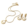 Moon & Flower Golden 304 Stainless Steel Jewelry Set with Enamel SJEW-H306-02G-01-1