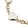 Brass Enamel Heart Link Chain Bracelet with Cubic Zirconia BJEW-JB10171-3