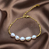 925 Sterling Silver Square & Natural Pearl Beaded Bracelets BJEW-Z025-07G-4