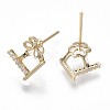 Brass Micro Pave Cubic Zirconia Earring Findings KK-S356-049G-NF-2