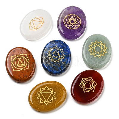 7 Chakra Natural Mixed Gemstone Cabochons G-Q1002-02-1