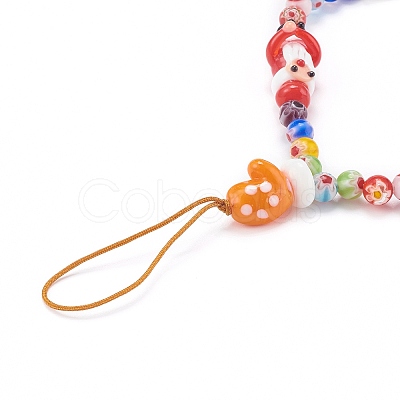 Handmade Lampwork Beaded Mobile Straps for Christmas HJEW-JM00446-01-1