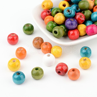 Mixed Round Natural Maple Wood Beads X-TB12mmY-1