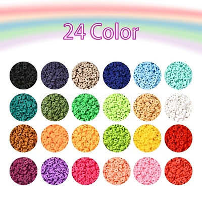 8400Pcs 24 Colors Handmade Polymer Clay Beads CLAY-YW0001-11A-4mm-1