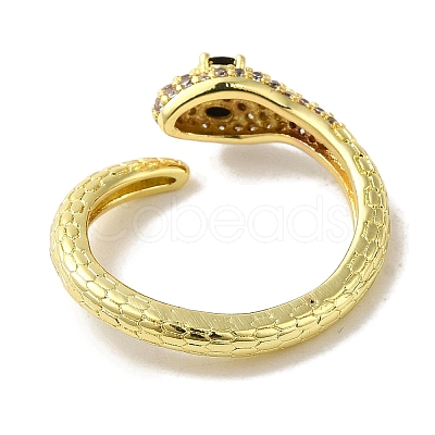 Rack Plating Brass Micro Pave Cubic Zirconia Cuff Rings RJEW-H228-08G-1