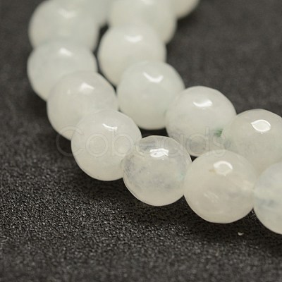 Faceted Natural White Jade Beads Strands G-F448-8mm-1