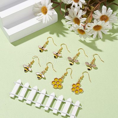 Bee Theme Enamel Dangle Earrings EJEW-JE04808-1