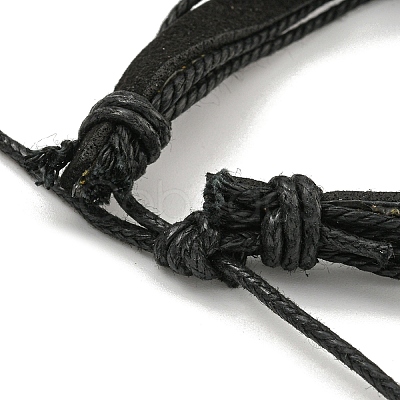 Braided PU Leather & Waxed Cords Multi-strand Bracelets BJEW-P329-09-1