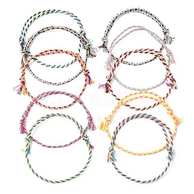 10Pcs 10 Colors Macrame Braided Cotton Cord Bracelets Set BJEW-FZ00009-1