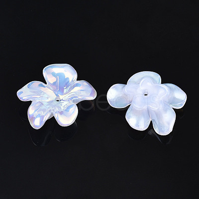 5-Petal Electroplate Acrylic Bead Caps PACR-T014-01-1