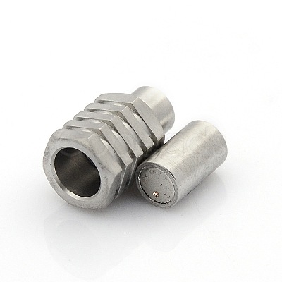 Tarnish Resistant 304 Stainless Steel Matte Surface Magnetic Clasps with Glue-in Ends STAS-O042-C-30-1