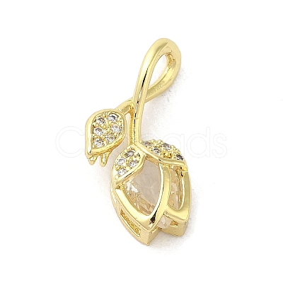 Rack Plating Brass Micro Pave Cubic Zirconia Pendants KK-C052-03G-1