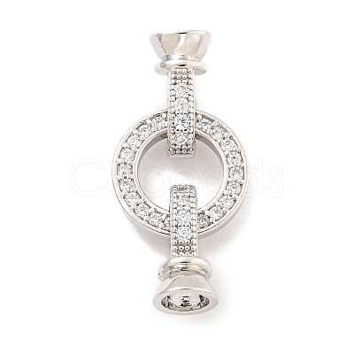 Brass Micro Pave CLear Cubic Zirconia Fold Over Clasps KK-Q814-01P-1