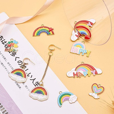 16Pcs Alloy Rainbow Enamel Pendant JX227A-1