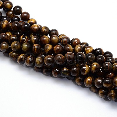 Natural Grade AB Tiger Eye Round Beads Strands X-G-O047-02-6mm-1