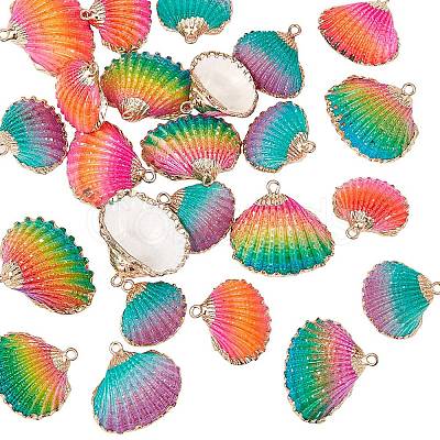 Spray Paint & Electroplate Natural Sea Shell Pendants SSHEL-NB0001-04-1