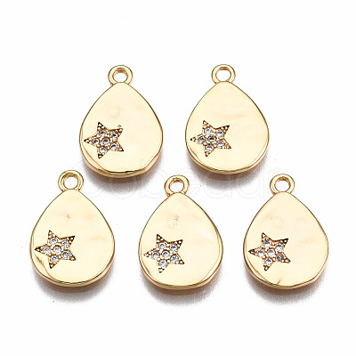 Brass Micro Pave Clear Cubic Zirconia Pendants KK-Q277-042-NF-1