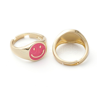 Adjustable Brass Enamel Finger Rings RJEW-Z006-E-03-1