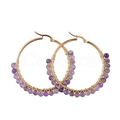 Beaded Hoop Earrings EJEW-JE03830-02-1