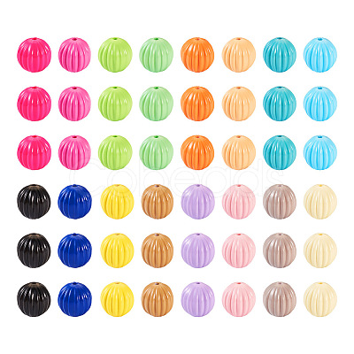 48Pcs 16 Colors Baking Paint Acrylic Beads MACR-TA0001-44-1