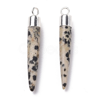 Natural Sesame Jasper Brass Pointed Pendants G-B025-02P-15-1