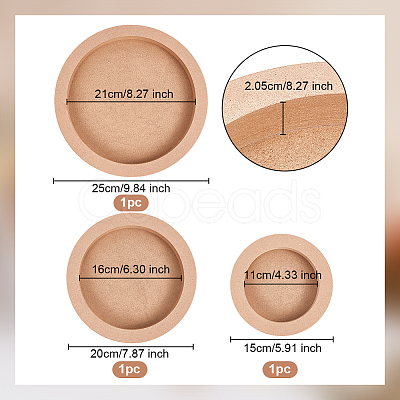 3Pcs 3 Style Flat Round Wooden Picture Frames TOOL-WH0118-17-1