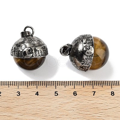 Natural Tiger Eye Sphere Pendants G-Q163-07AS-02-1