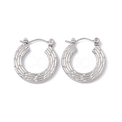 Non-Tarnish 304 Stainless Steel Donut Hoop Earrings for Women EJEW-E199-01P-1