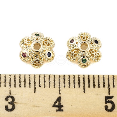 Flower Brass Cubic Zirconia Bead Caps KK-S379-16G-C-1