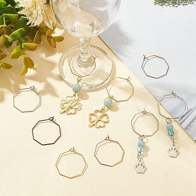 Unicraftale 30Pcs 5 Colors Ion Plating(IP) 316 Surgical Stainless Steel Hoop Earrings Findings STAS-UN0030-95-1