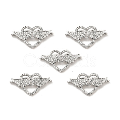 Brass Micro Pave Clear Cubic Zirconia Connector Charms KK-E068-VB343-1