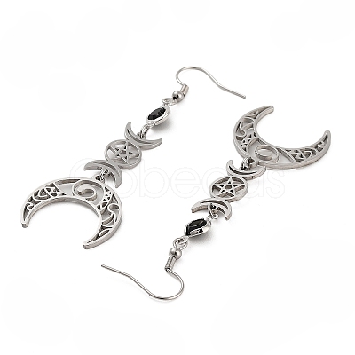 304 Stainless Steel with Rhinestone Dangle Earrings EJEW-Q802-03P-1