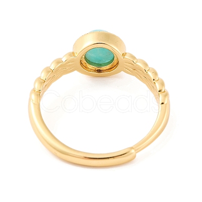 Round Natural Mixed Stone Adjustable Rings RJEW-Q817-03G-1