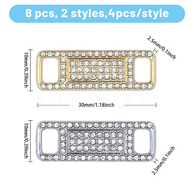 Globleland 8Pcs 2 Colors Alloy Rhinestone Shoelace Buckle FIND-GL0001-76-1