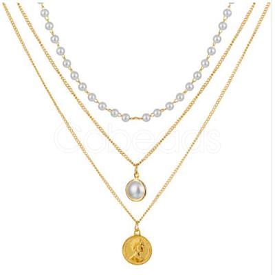 Alloy Pendant Layered Chain Necklaces for Women WGC39CD-13-1