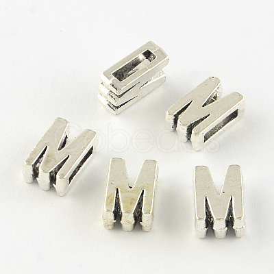 Antique Silver Plated Alloy Letter Slide Charms TIBEP-S296-M-RS-1